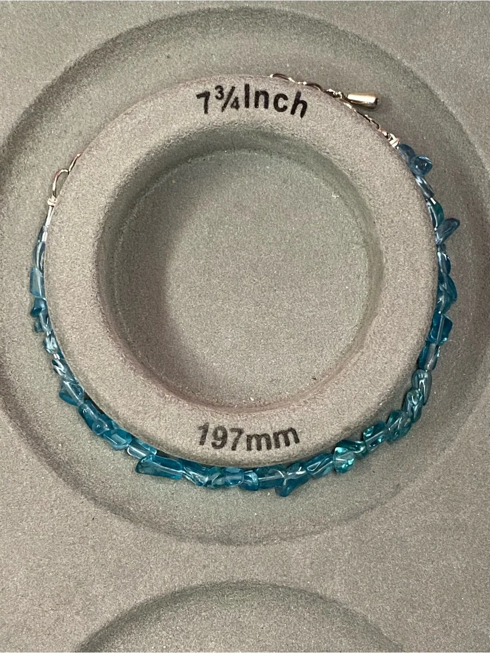 Natural Blue Apatite Chip - Adjustable Silver Bracelet